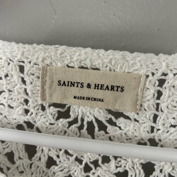 Saints & Hearts White Boho Crochet Top - Picture 4 of 5